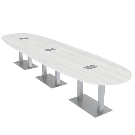 Skutchi Designs 45 in W, 165.75 in L, 29 in H, Engineered Wood Top, White HAR-BOVL-46X168-DOU-ELEC-WHCYPRESS